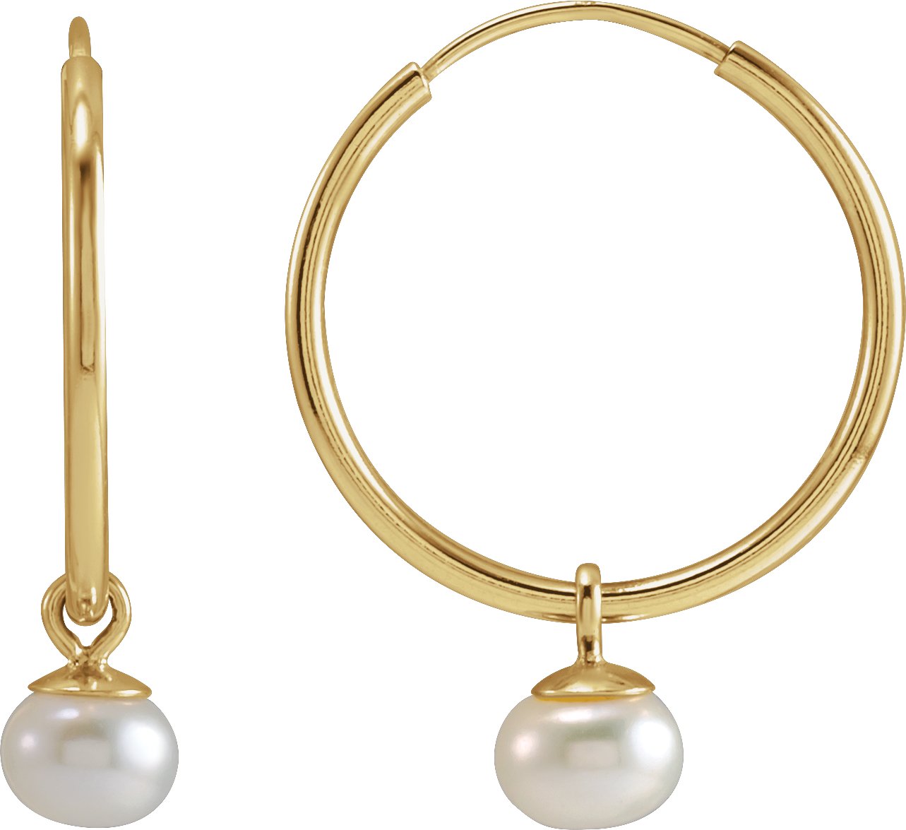 Pearl Endless Hoop Earrings