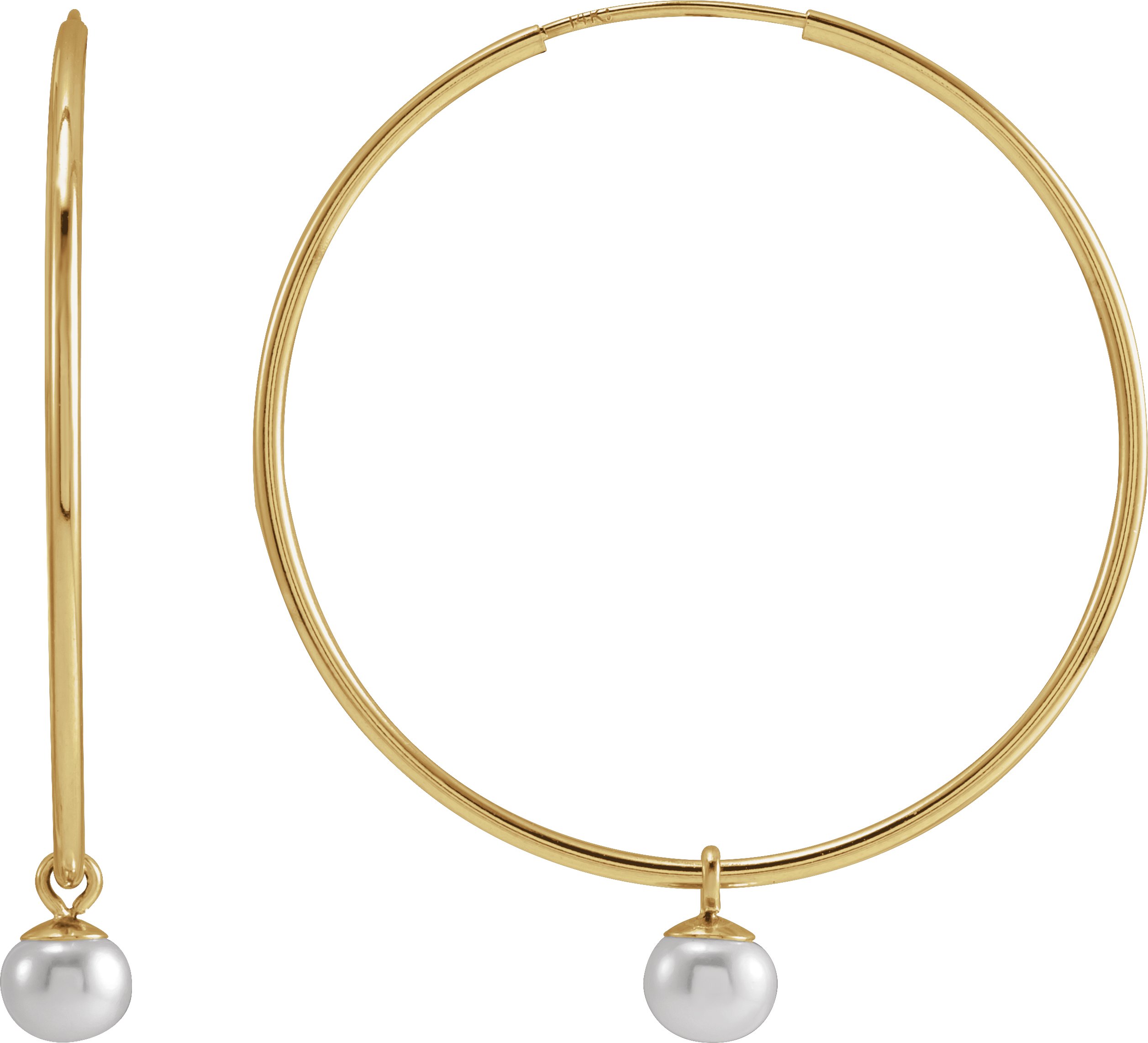 Pearl Endless Hoop Earrings
