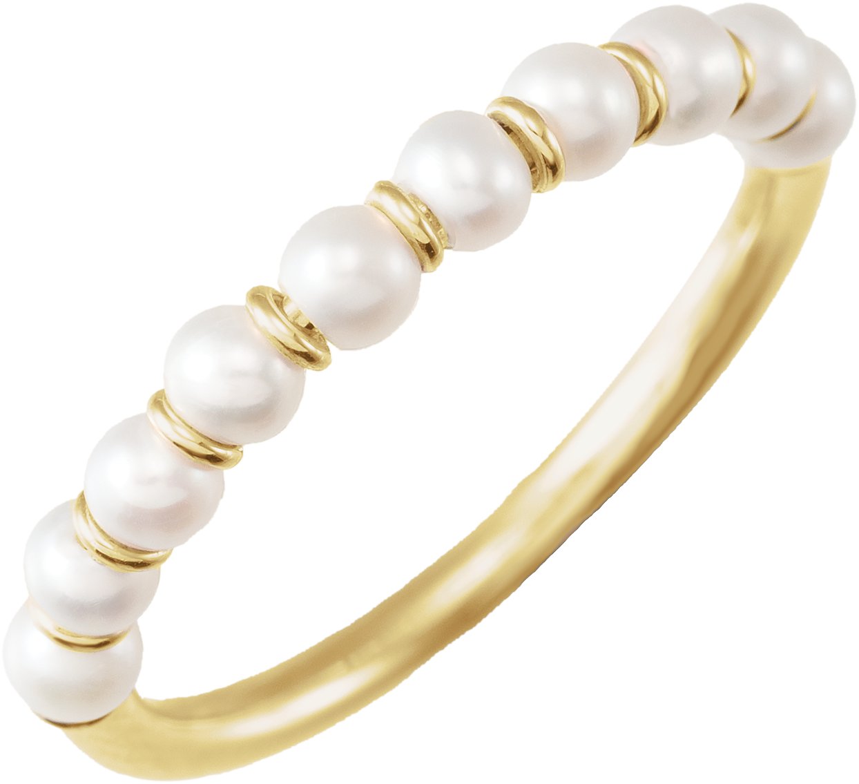 14K Yellow Cultured White Freshwater Pearl Ring Size 7