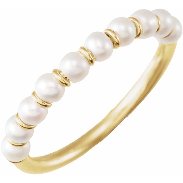 14K Yellow Cultured Freshwater Pearl Ring Size 7
