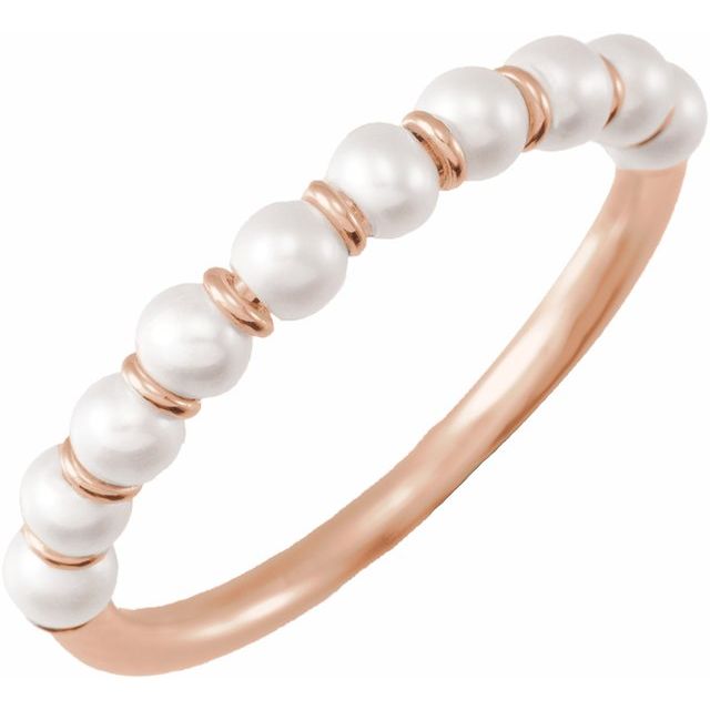 14K Rose Cultured Freshwater Pearl Ring Size 6