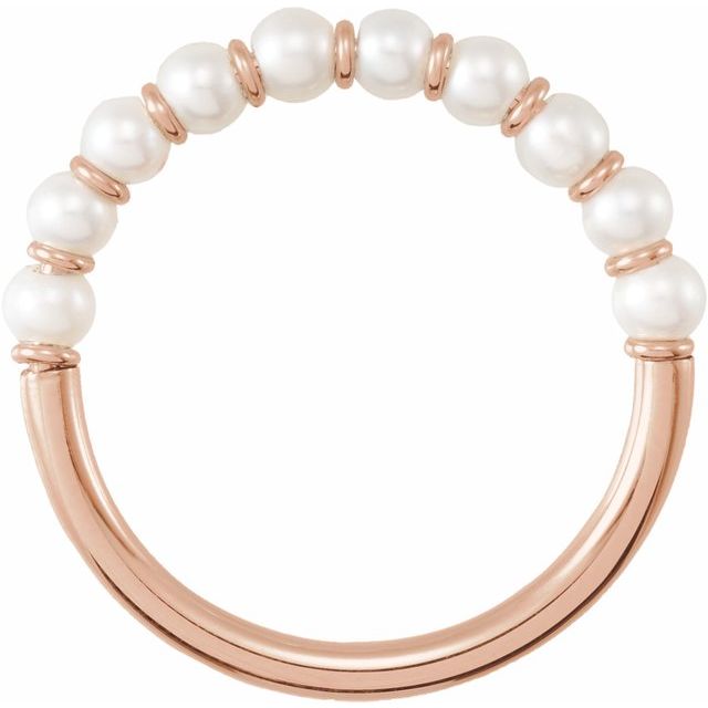 14K Rose Cultured Freshwater Pearl Ring Size 6