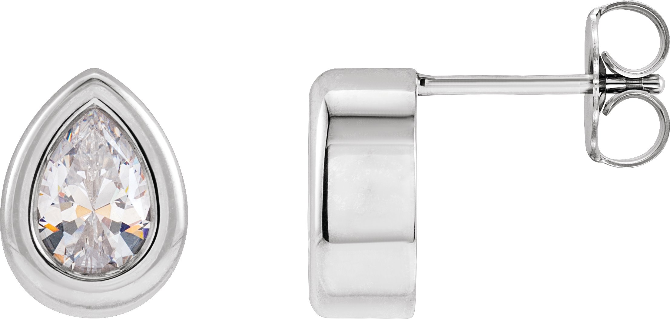 Pear Back-Set Bezel Earring Mounting