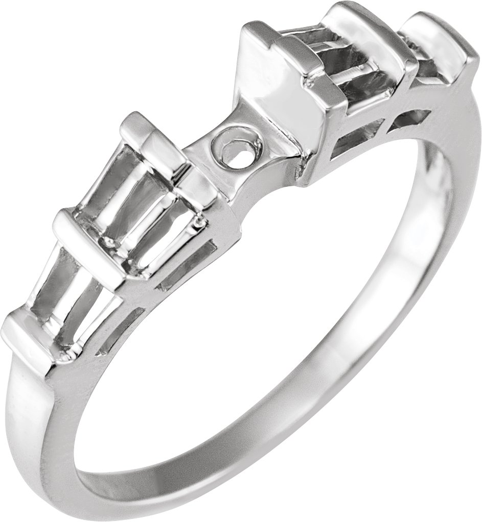 V-End Prong Baguette Accented Engagement Ring or Band