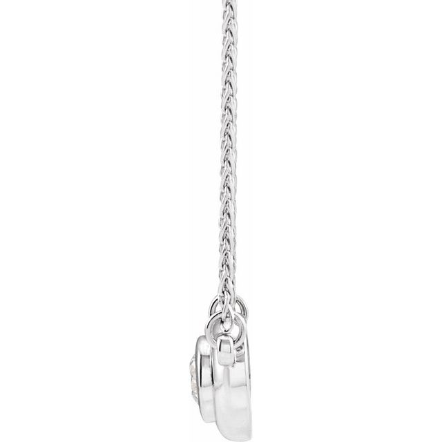 14K White 1/4 CT Diamond Bezel-Set Solitaire 18 Necklace