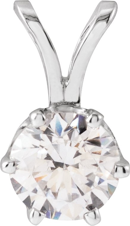 14K White Imitation White Cubic Zirconia Solitaire Pendant