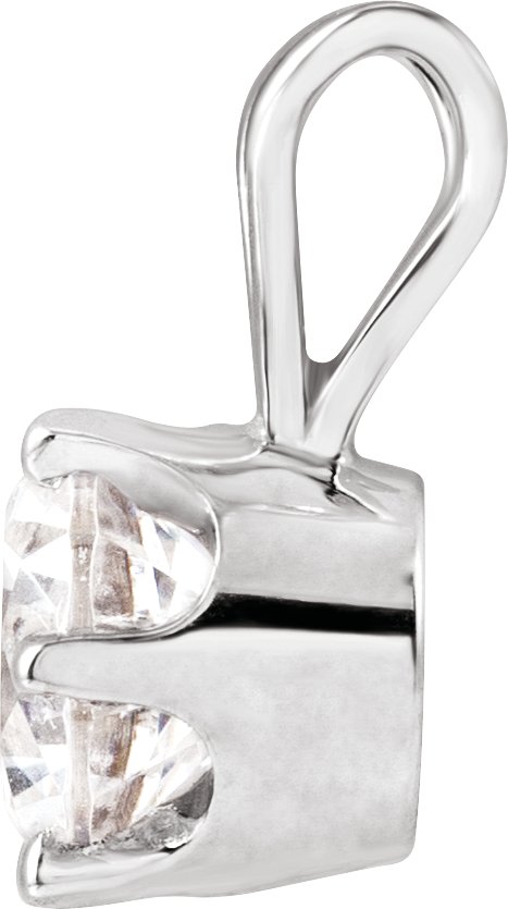 14K White Imitation White Cubic Zirconia Solitaire Pendant