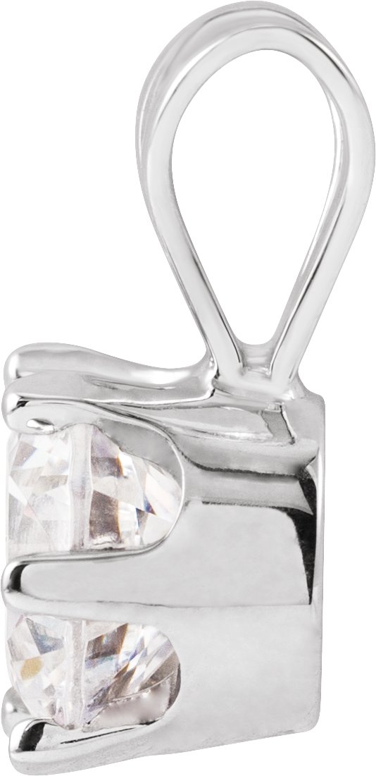 14K White Imitation White Cubic Zirconia Solitaire Pendant