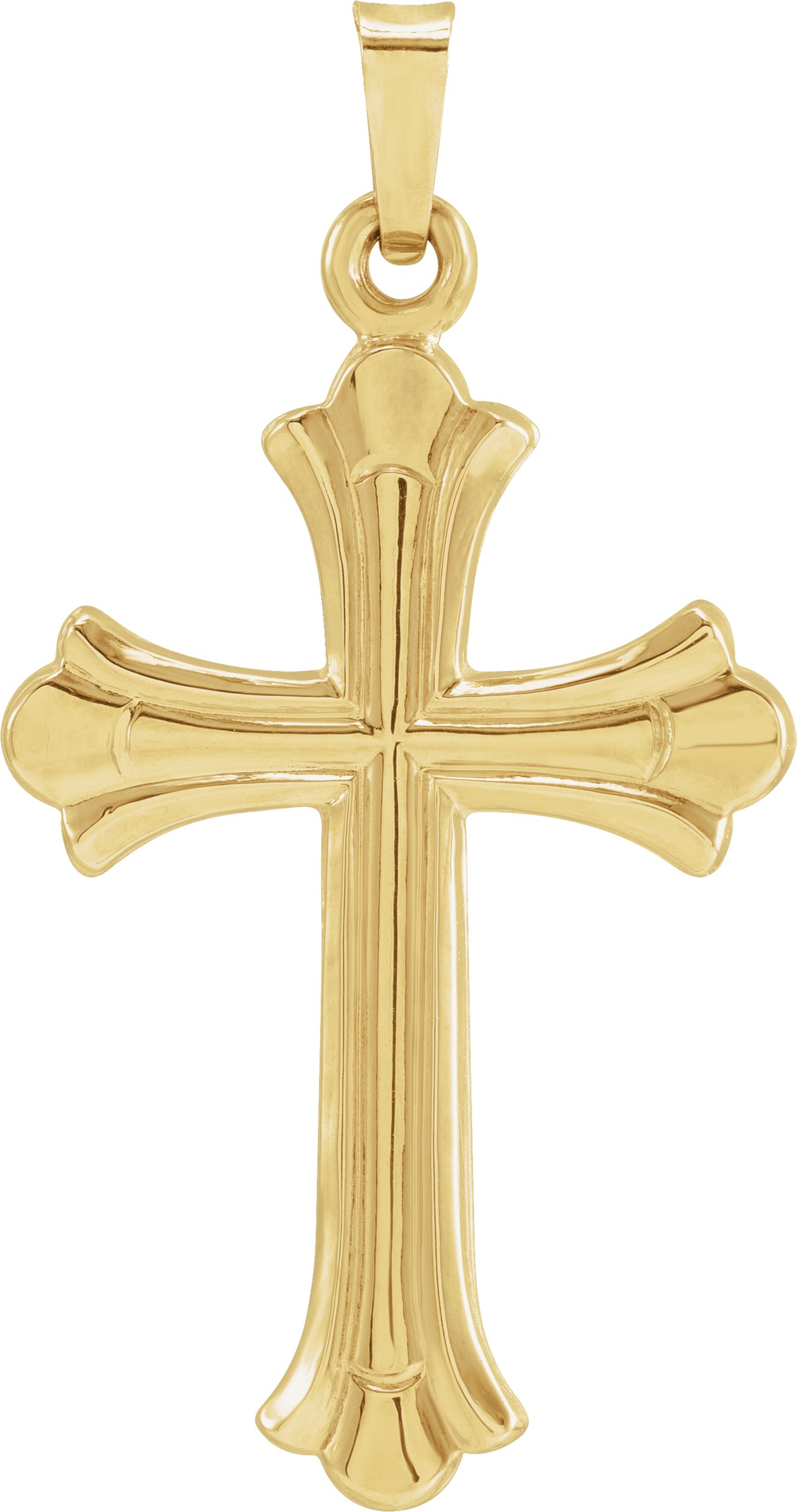 14K Yellow 33.8x17.7 mm Hollow Cross Pendant 