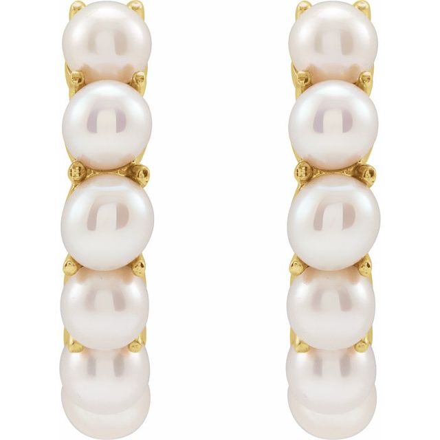 14K Yellow Cultured Freshwater Pearl 15.5 mm Huggie Hoop Earrings
