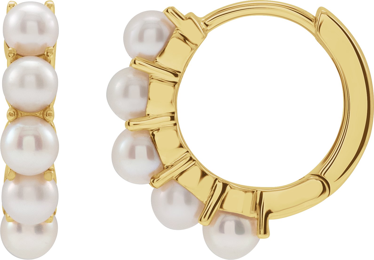 14K Yellow Cultured Freshwater Pearl 14 mm Huggie Hoop Earrings