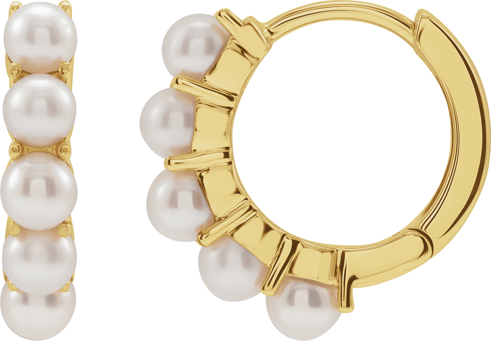 14K Yellow Cultured Freshwater Pearl 14 mm Huggie Hoop Earrings