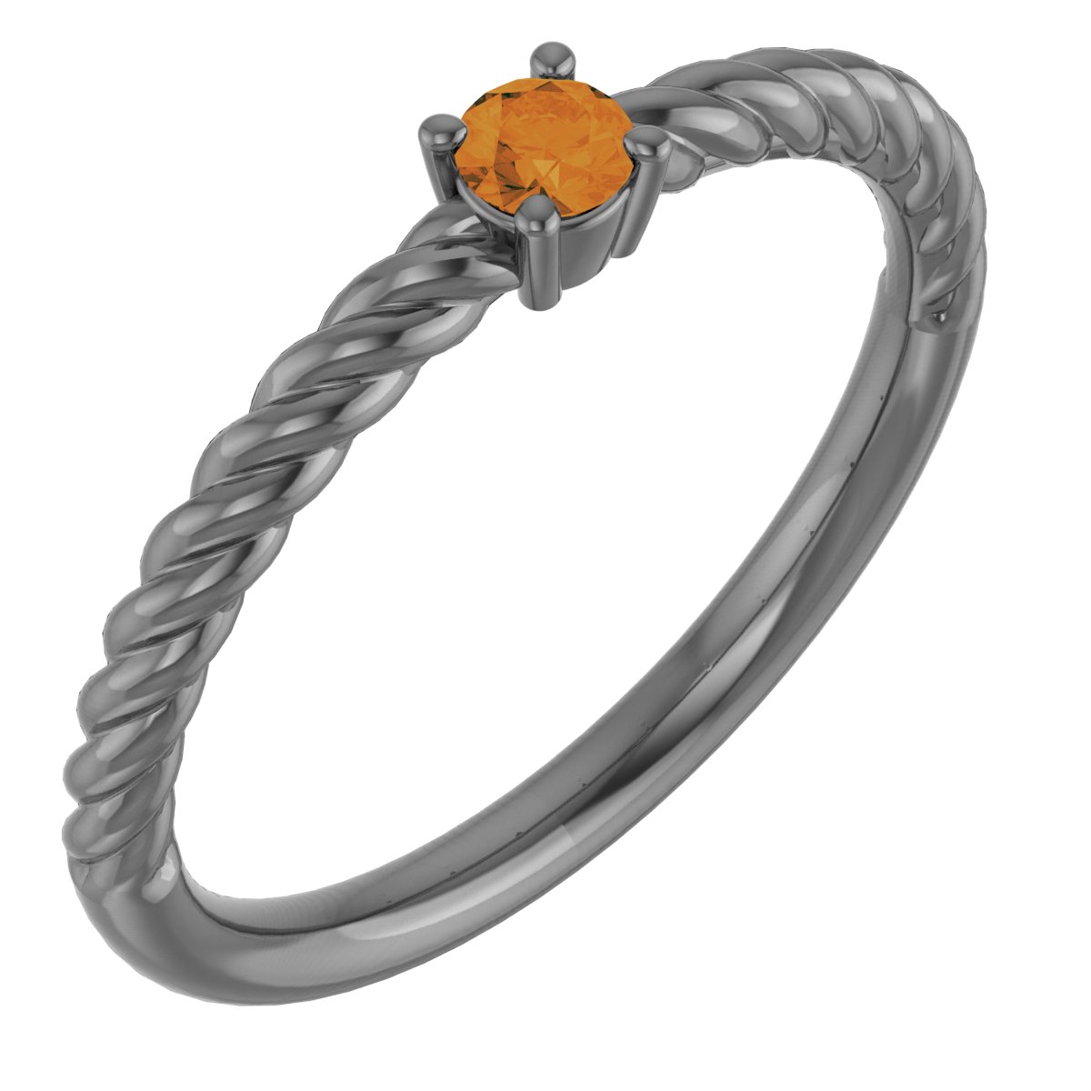 14K Yellow 3 mm Natural Citrine Solitaire Rope Ring