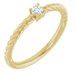 14K Yellow 3 mm Natural White Sapphire Solitaire Rope Ring