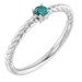 14K White 3 mm Natural Alexandrite Solitaire Rope Ring