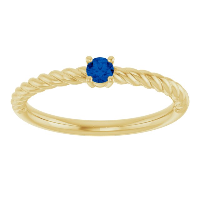 14K Yellow 3 mm Lab-Grown Blue Sapphire Solitaire Rope Ring