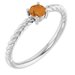 14K White 4 mm Natural Citrine Solitaire Rope Ring