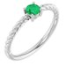 Platinum 4 mm Natural Emerald Solitaire Rope Ring