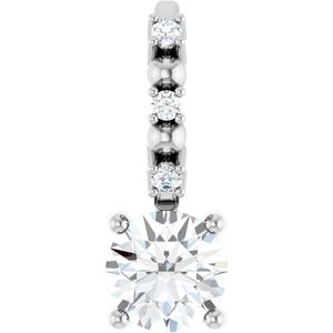 14K White Imitation Diamond & .01 CTW Natural Diamond Charm/Pendant