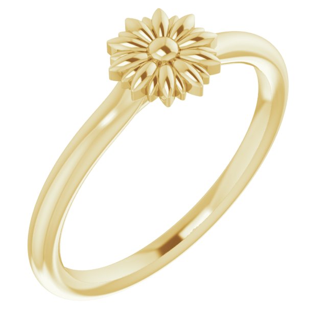 14K Yellow Stackable Floral Ring