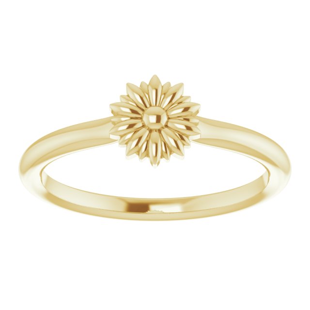 14K Yellow Stackable Floral Ring