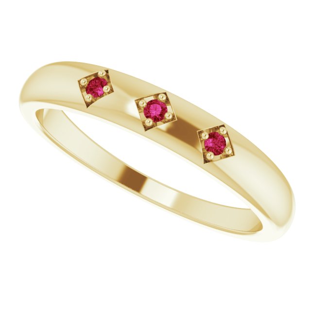 14K Yellow Natural Ruby Stackable Ring