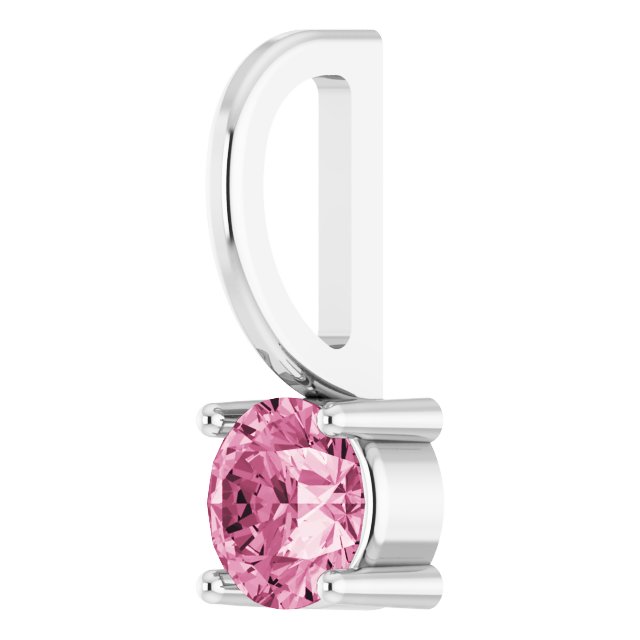 Sterling Silver Imitation Pink Tourmaline Solitaire Charm/Pendant