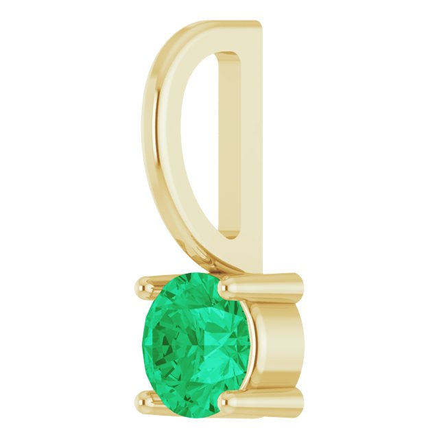 14K Yellow Imitation Emerald Solitaire Charm/Pendant