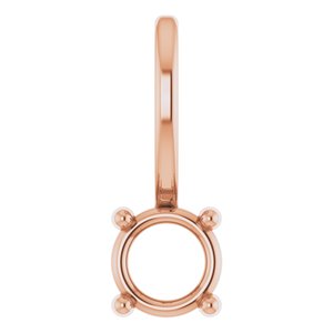 14K Rose 4 mm Round Solitaire Charm/Pendant Mounting