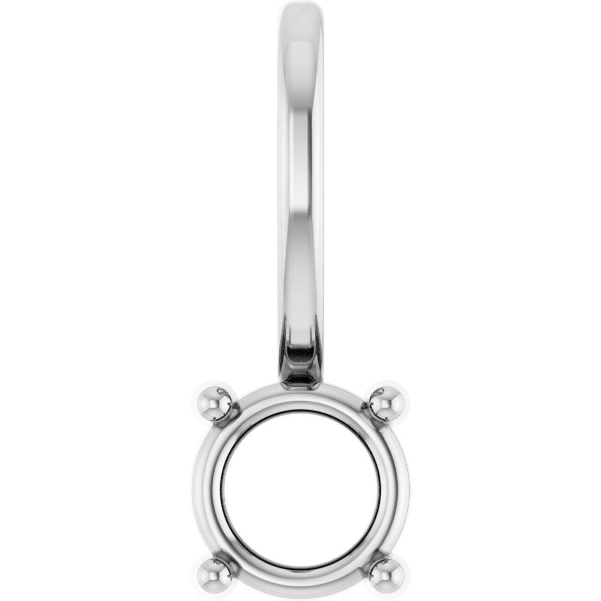 14K White 4 mm Round Solitaire Charm/Pendant Mounting