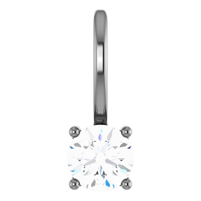 14K White Imitation Diamond Solitaire Charm/Pendant