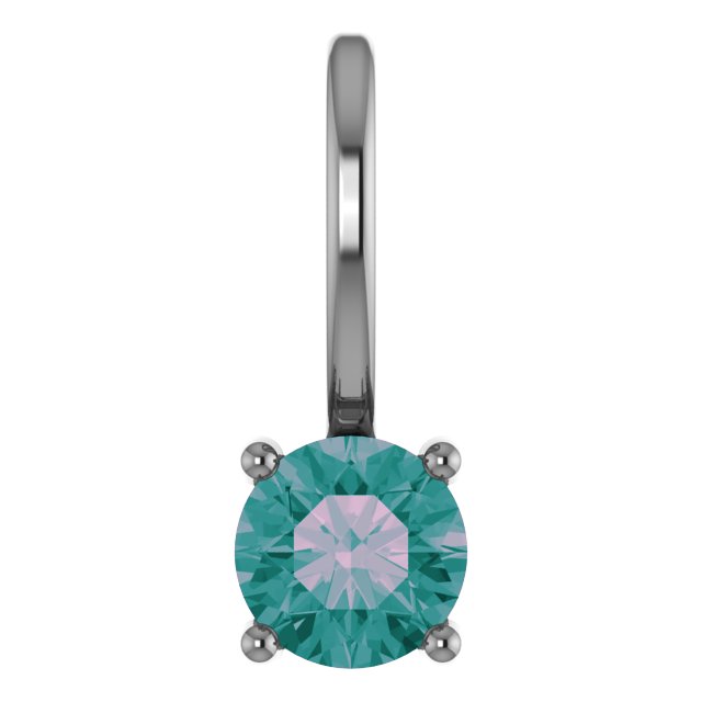Sterling Silver Imitation Alexandrite Solitaire Charm/Pendant