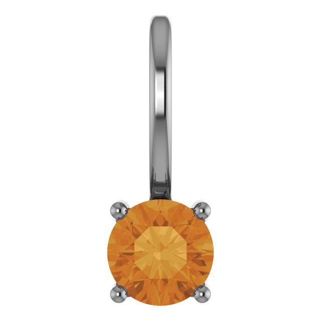 Sterling Silver Imitation Citrine Solitaire Charm/Pendant
