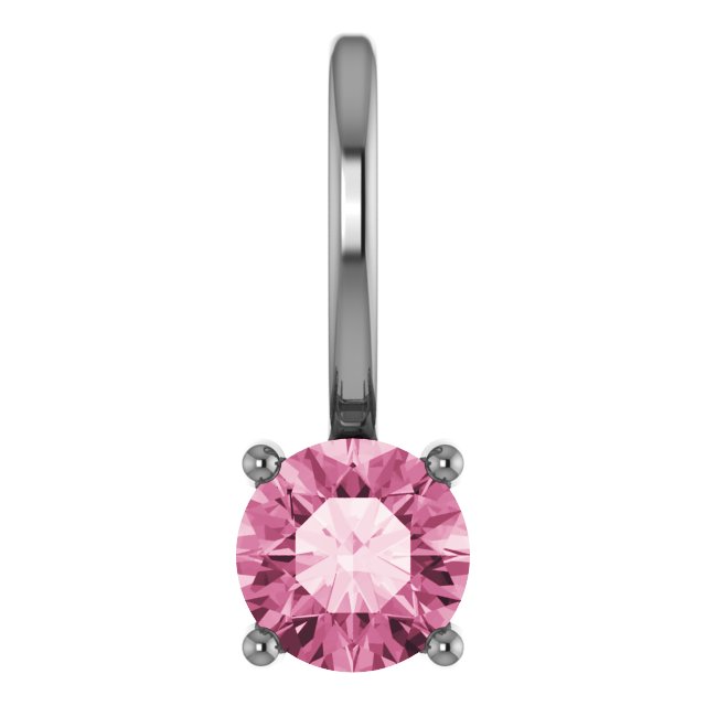 Sterling Silver Imitation Pink Tourmaline Solitaire Charm/Pendant