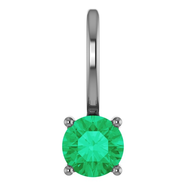 Sterling Silver Imitation Emerald Solitaire Charm/Pendant