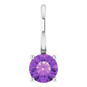 Sterling Silver Imitation Amethyst Solitaire Charm/Pendant