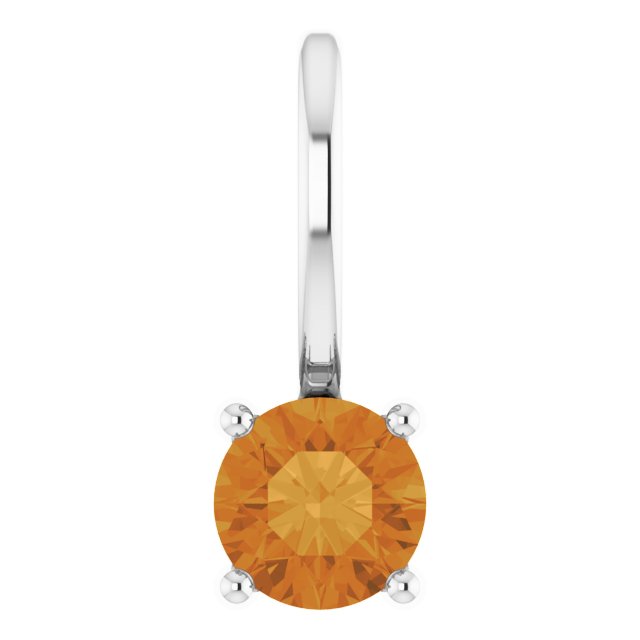 Sterling Silver Imitation Citrine Solitaire Charm/Pendant