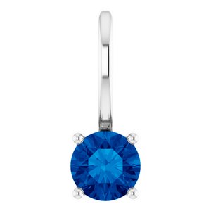 Sterling Silver Imitation Blue Sapphire Solitaire Charm/Pendant