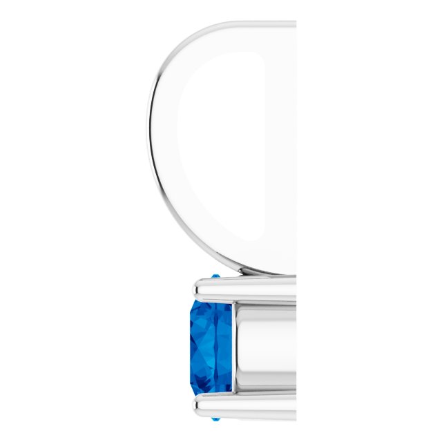 14K White Imitation Blue Sapphire Solitaire Charm/Pendant