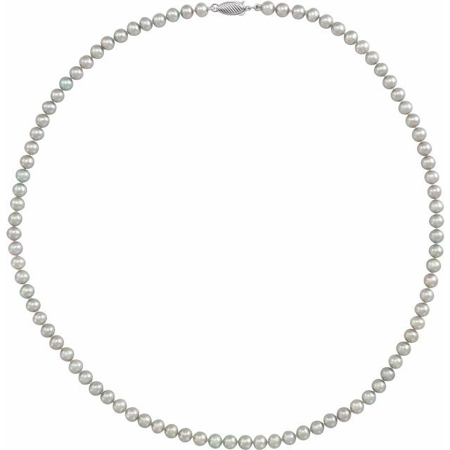 14K White Cultured Gray Freshwater Pearl 18
