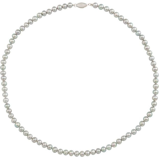 14K White Cultured Gray Freshwater Pearl 16