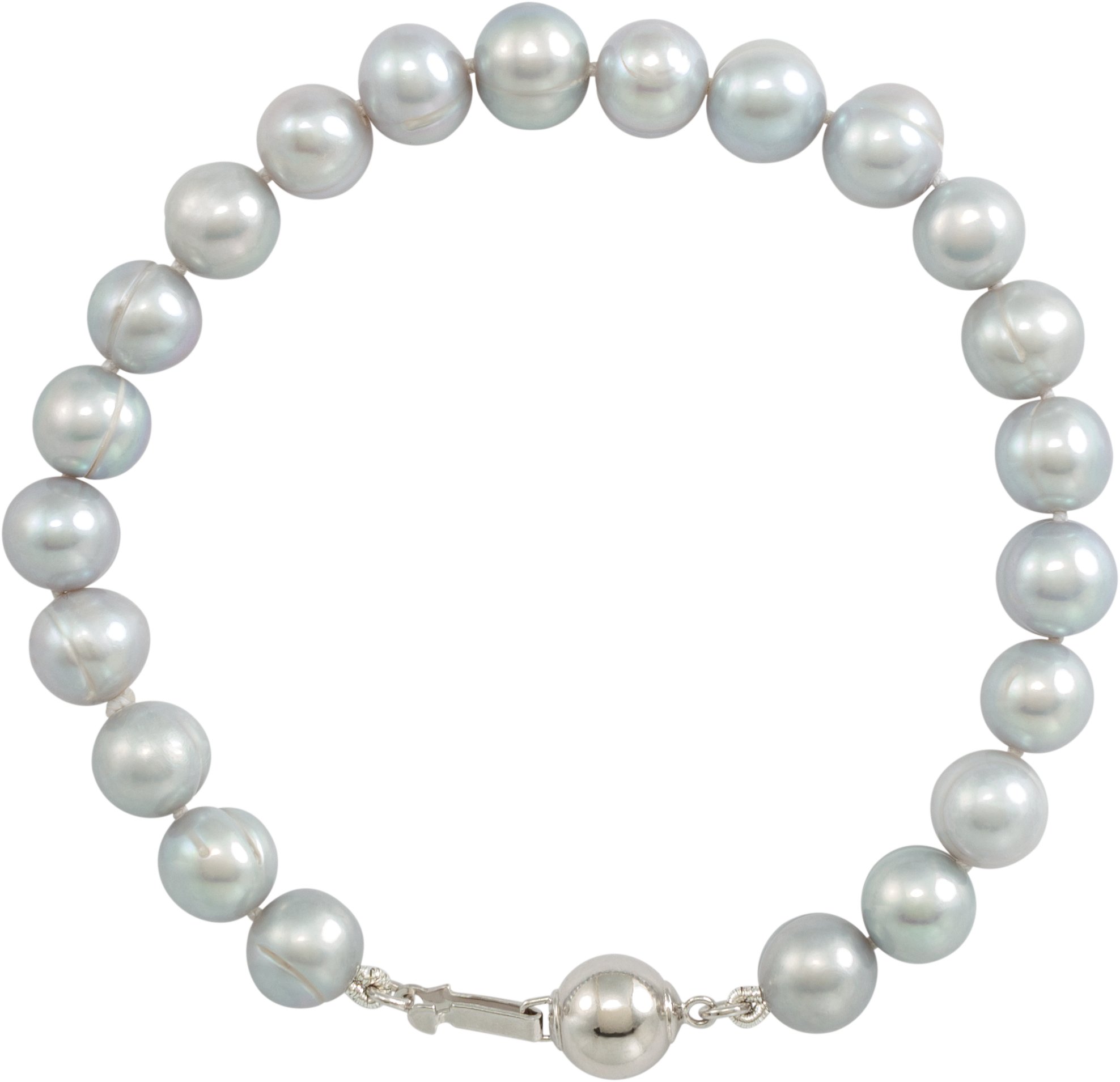 Sterling Silver Cultured Gray Freshwater Pearl 7 1/2" Bracelet