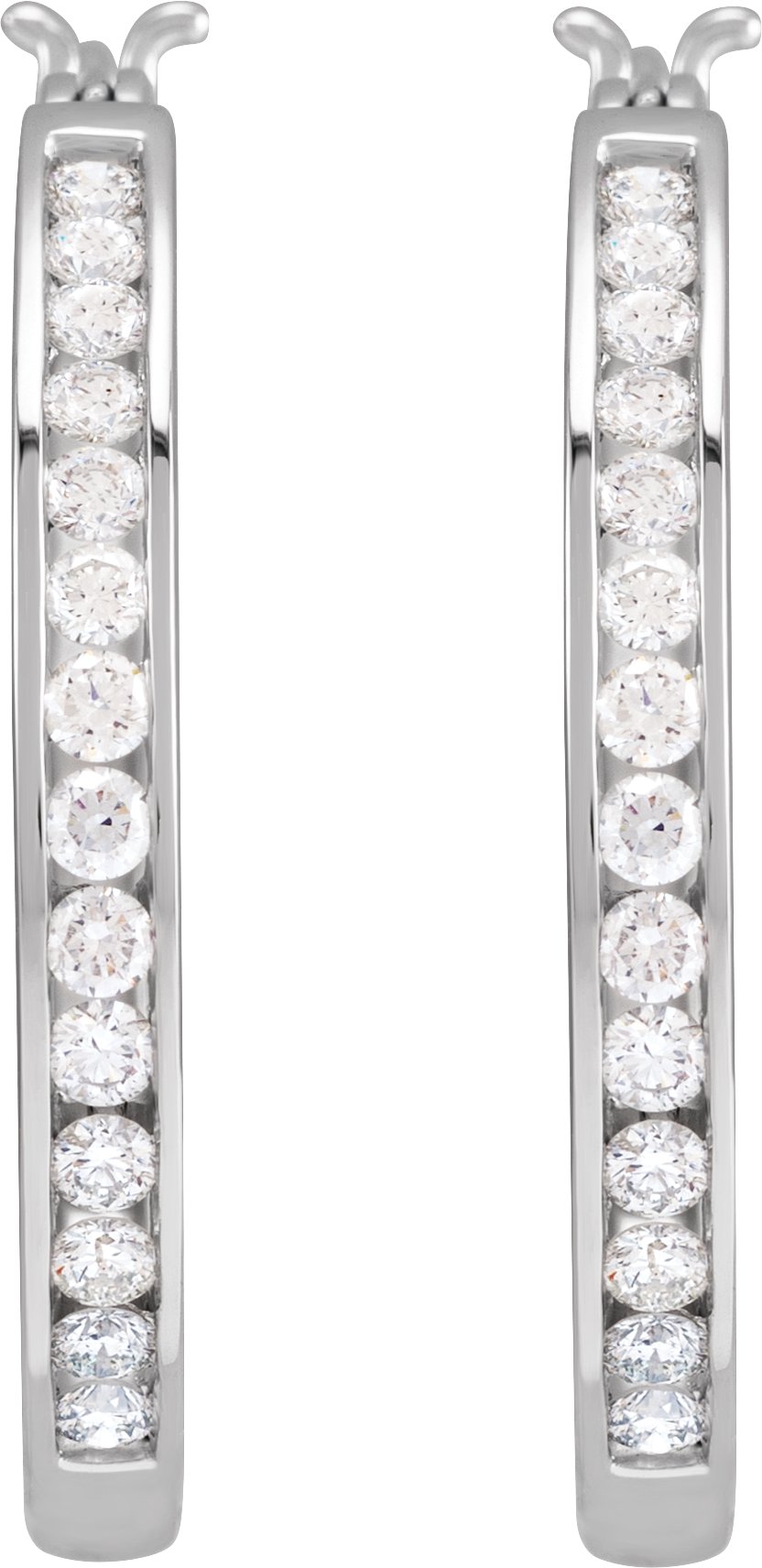 14K White 1 CTW Natural Diamond Hoop Earrings