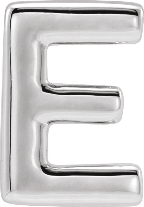 14K White Block Initial E Slide Pendant