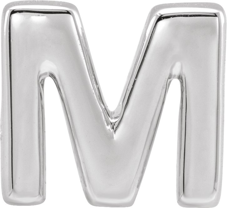Sterling Silver Block Initial M Slide Pendant