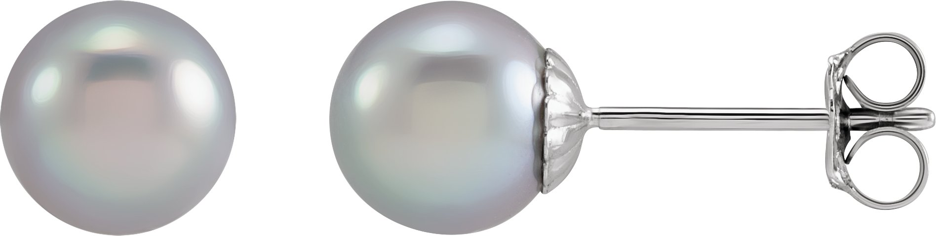 Cultured Gray Freshwater Pearl Earrings – 14K White Gold