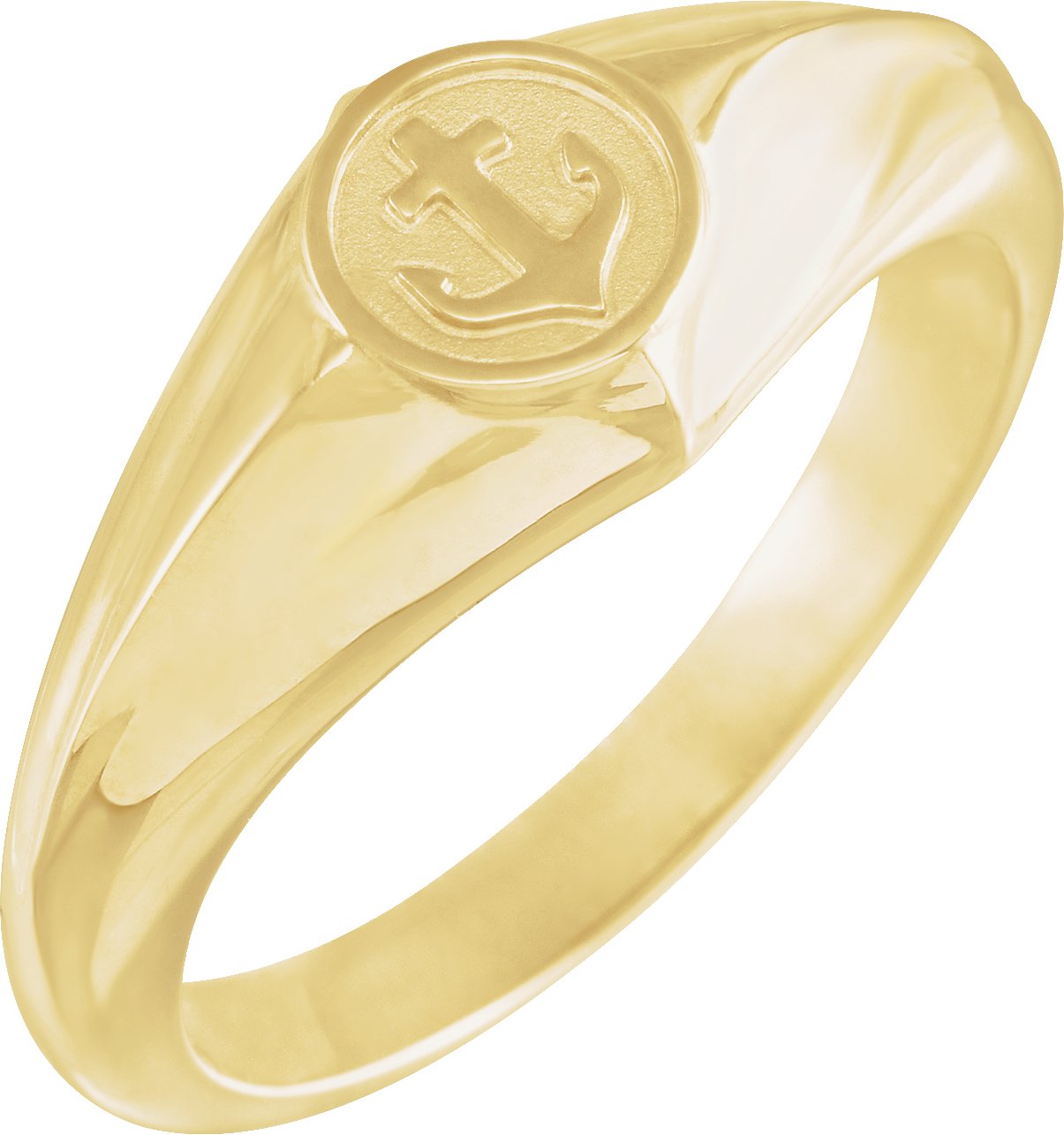 14K Yellow Cross Anchor Ring