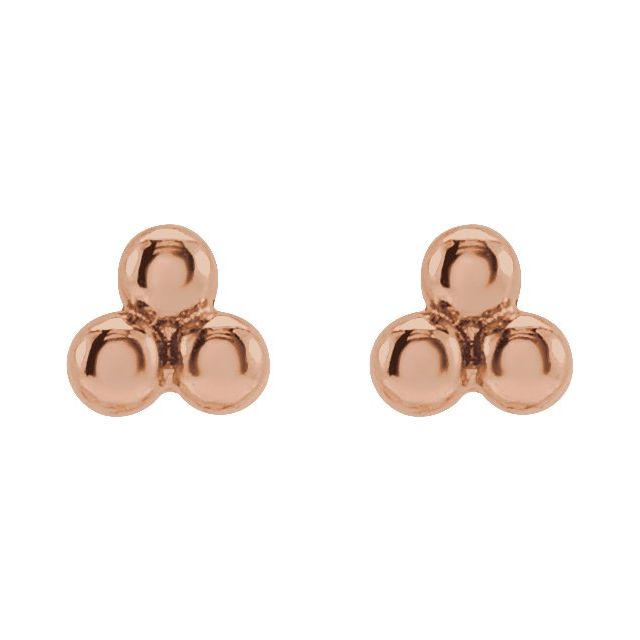 14K Rose Tiny Beaded Earrings