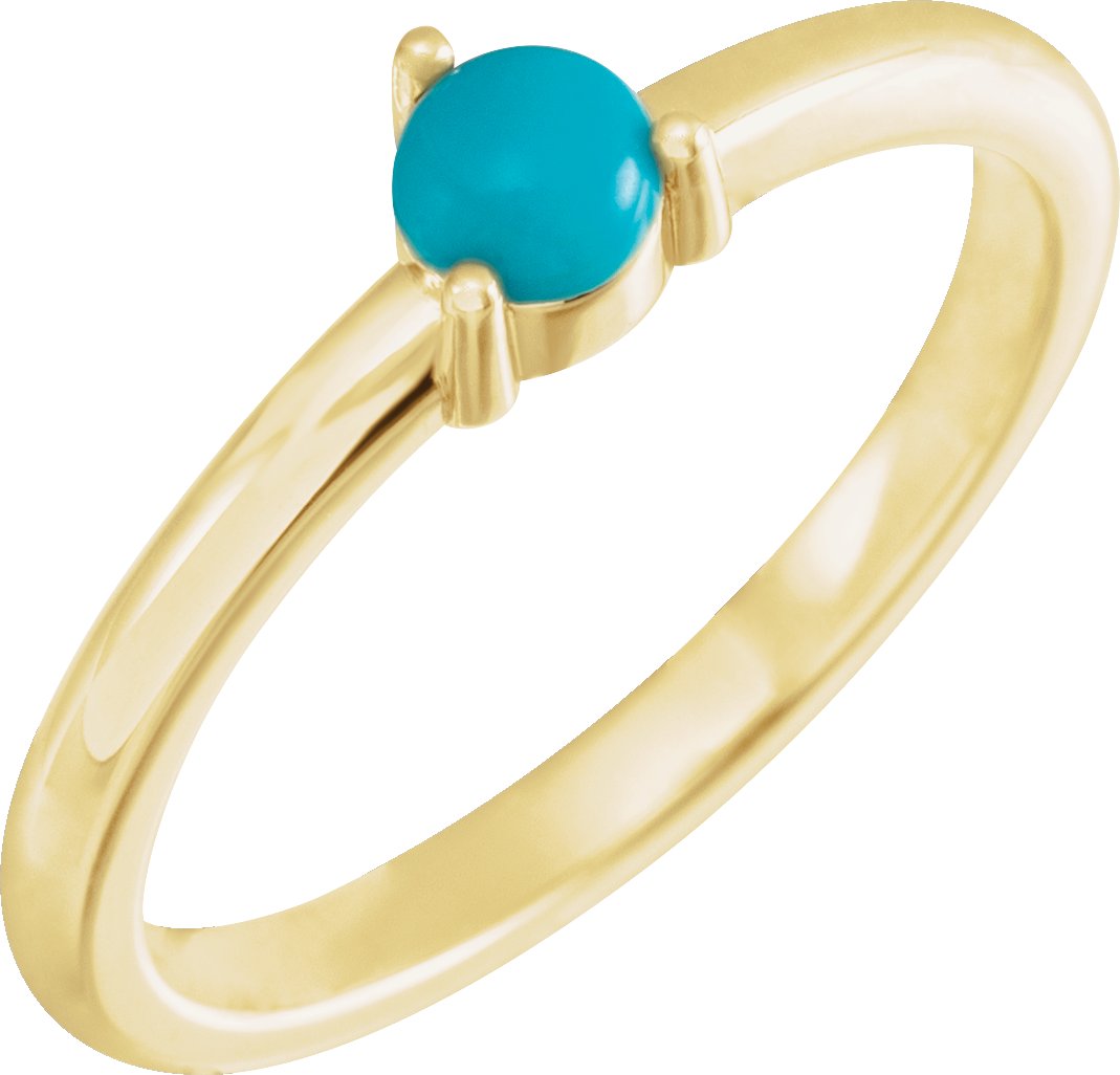 14K Yellow Natural Turquoise Cabochon Ring Ref 18415013