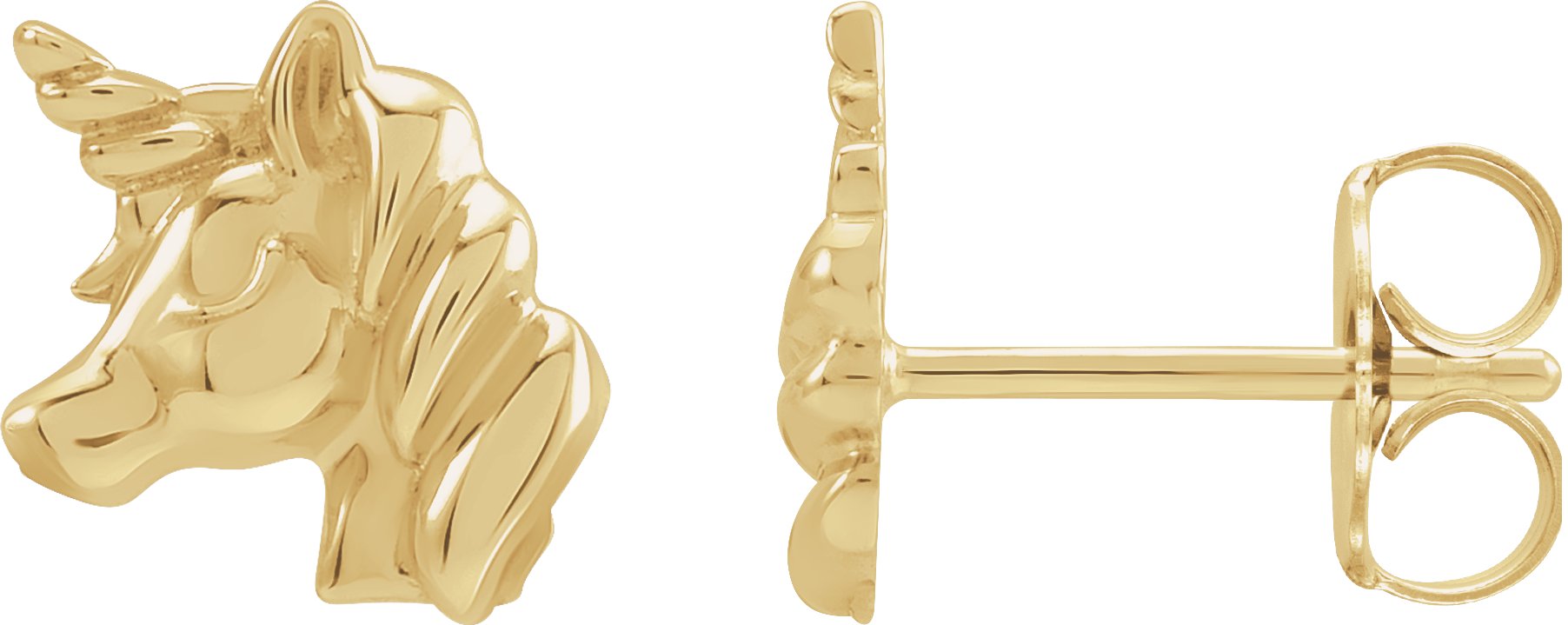 14K Yellow Youth Unicorn Earrings